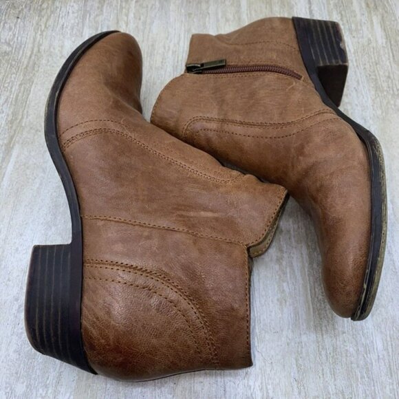Lucky Brand Boots Womens Size 8 M Brolley Brown Tan Ankle Zip Heel Booties - Picture 7 of 14